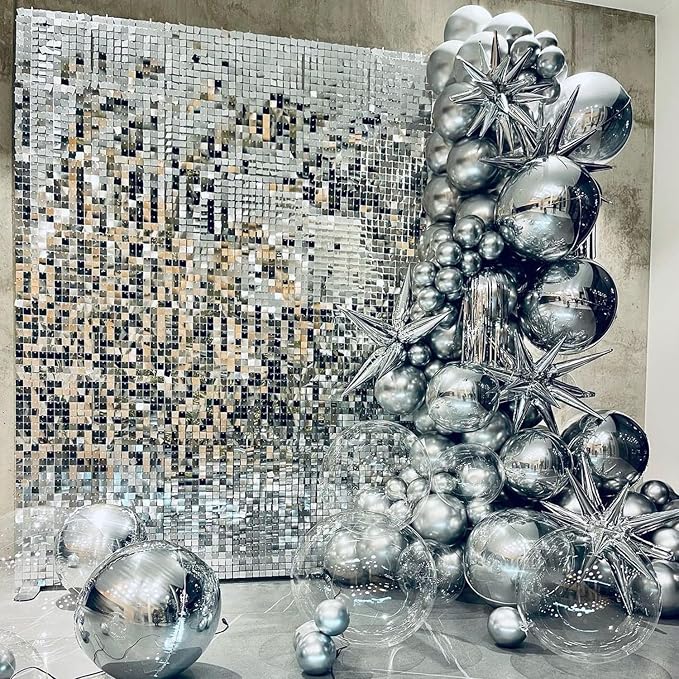 COKAOBE Silver Shimmer Wall Backdrop, Photo Backdrops - Image 6