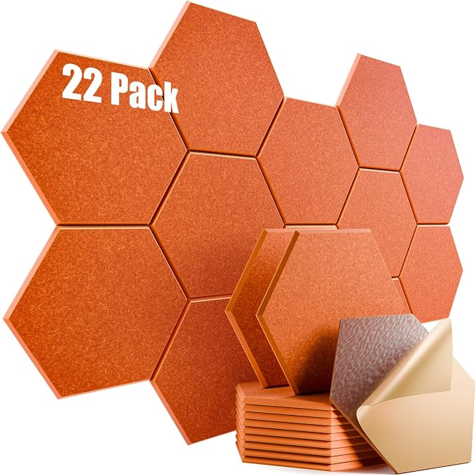 22 Pack Self-Adhesive Acoustic Panels 12" X 10" X 0.4" by Dailycooper