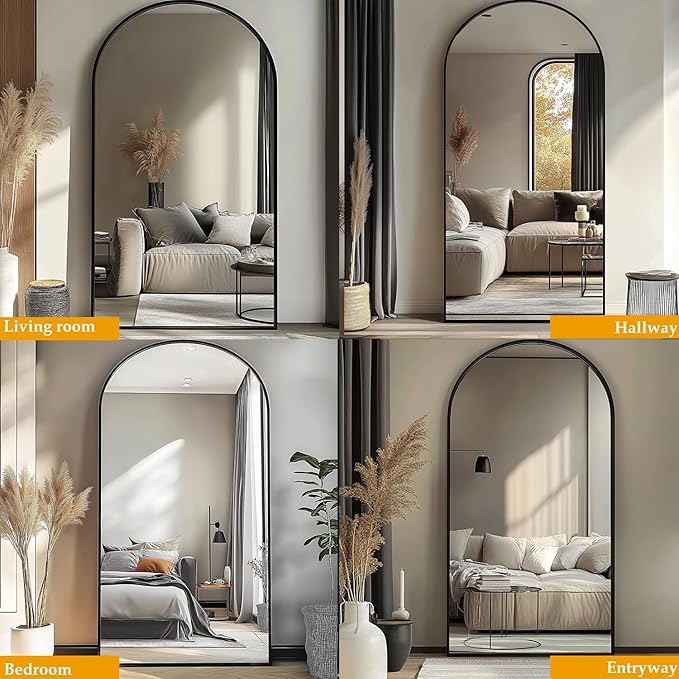 Dewfig Arched Full Length Mirror, Full Body Mirrors - Image 3