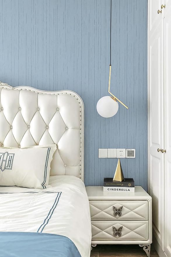 Dviolet 15.7in x 393in Blue Textured Fabric Wallpaper - Image 3