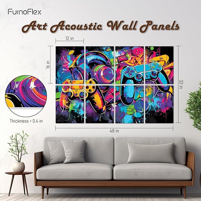 FurnoFlexArt Acoustic Panels Tiles Decorative Room Sound Proof Foam Absorbing - Image 3
