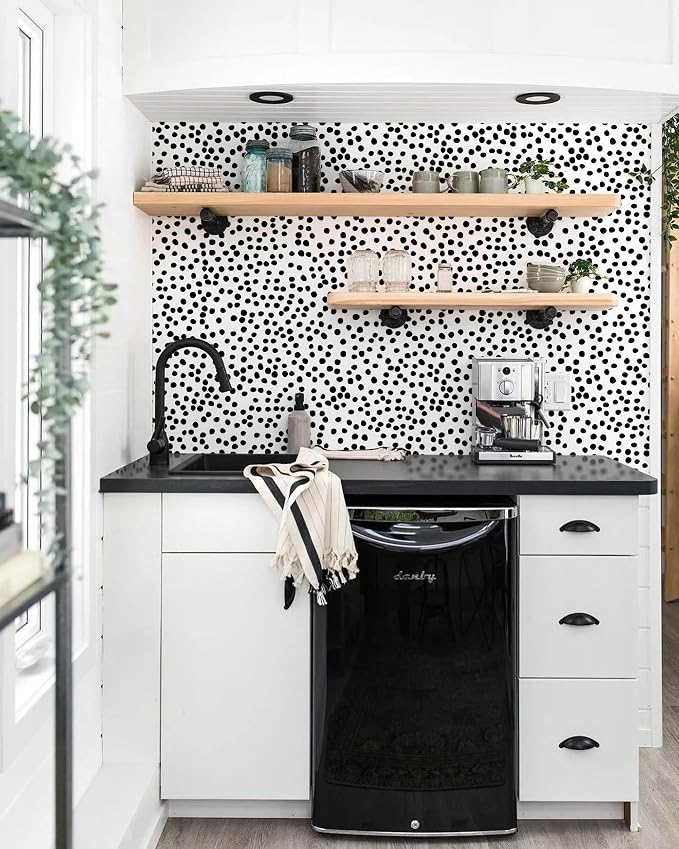 Jeweluck Peel and Stick Wallpaper Polka Dot Wallpaper Stick and Peel 17.7” x - Image 5