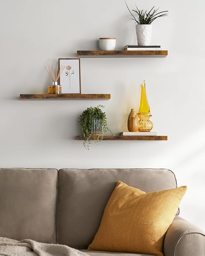 BAYKA Floating Shelves for Wall, 22.5 Inch Rustic Wood Wall Mounted Shelving - Image 2