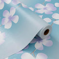 Blue Flora Peel and Stick Wallpaper 20.8"x394" Thick Slight Embossed Linen by HyunHome