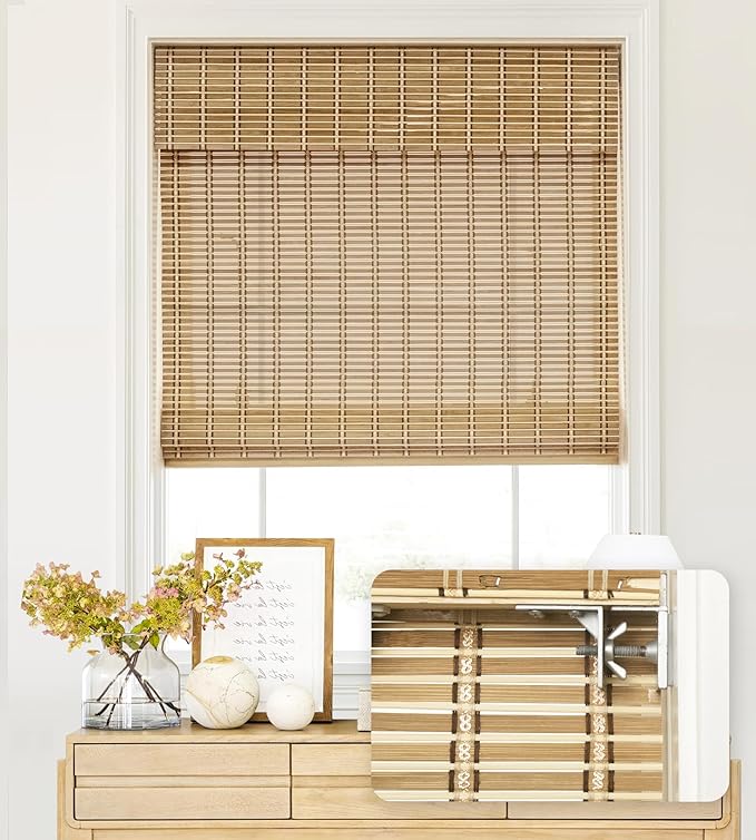 LazBlinds No Tools No Drill Cordless Bamboo Roman Shades, Custom Light by LazBlinds