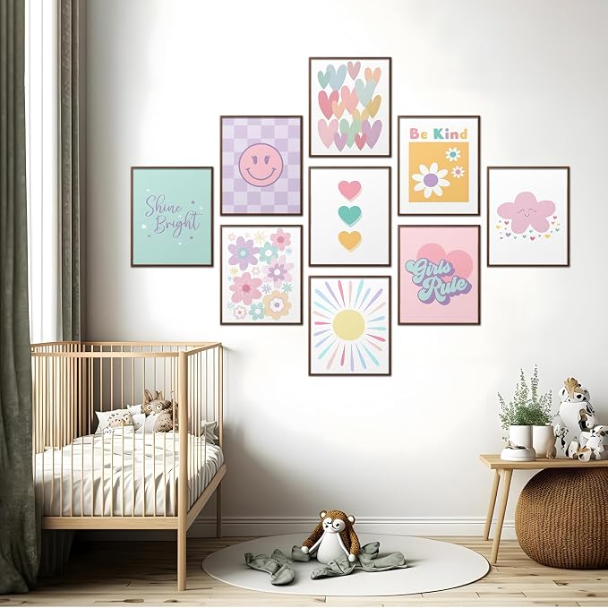 tgguytiy 9 Pcs Girls Room Wall Art Set, Cute Inspirational Nursery Decor - Image 7