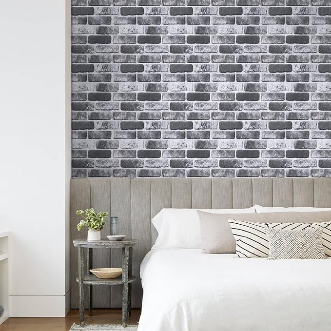 COMSTICKC 3D Gray Brick Wall Panels, Peel and Stick Brick Tiles, Small Size - Image 7