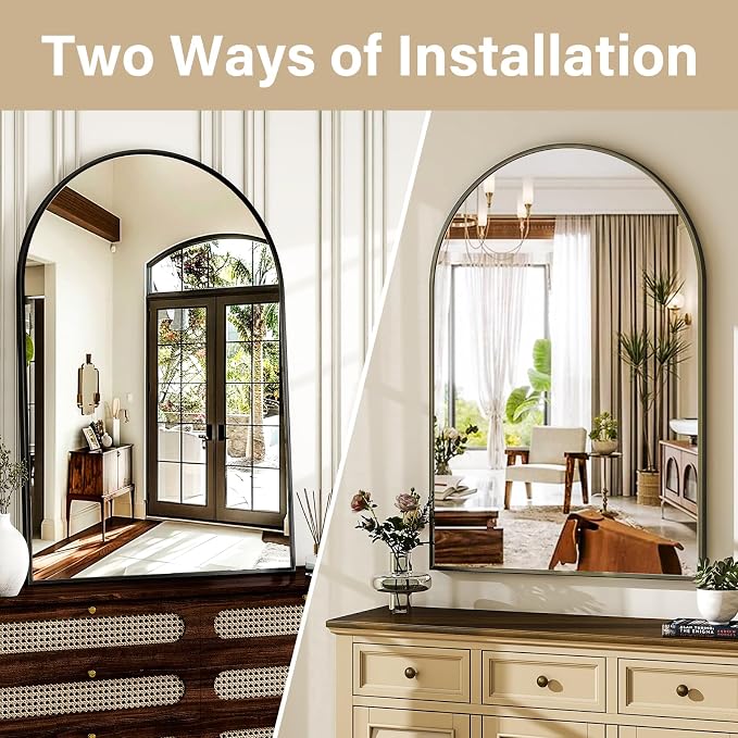 HARRITPURE Arched Wall Mirror – 30"x40" Arch Bathroom Mirror Metal Frame Vanity - Image 5