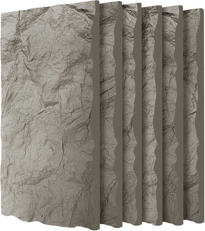 3D Faux Stone Wall Panels, Lightweight & Waterproof Accent Marble Rock Skin by Gahowlen