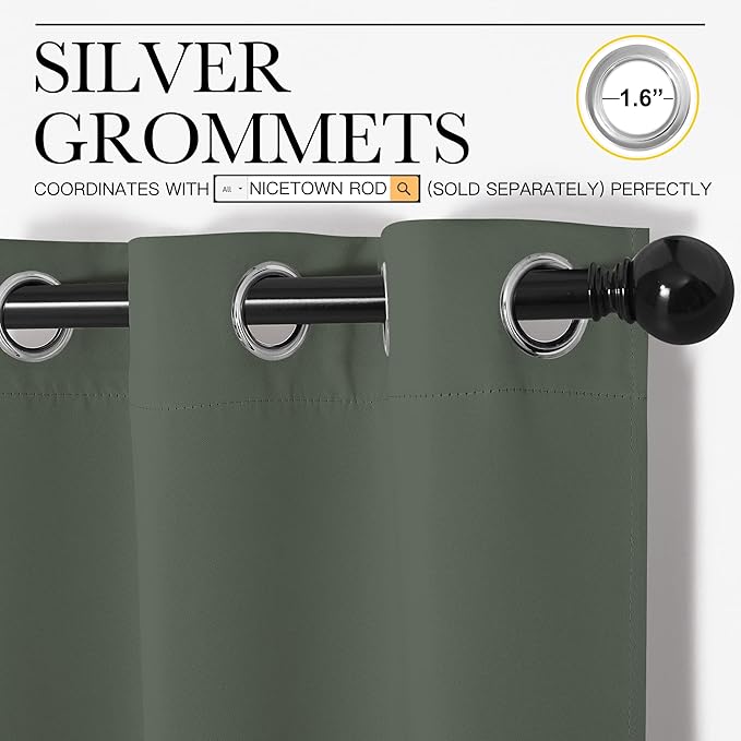 NICETOWN Window Treatment Thermal Insulated Solid Grommet Blackout - Image 3