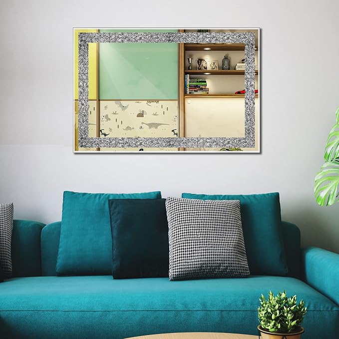 Ruomeng Wall Mirror Rectangular Crystal Crush Diamond Mirror - Image 3