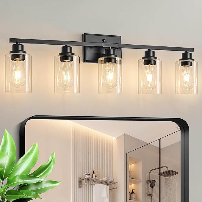 Unicozin Modern Bathroom Light Fixtures, 5 Light Vanity Lights Over Mirror by Unicozin