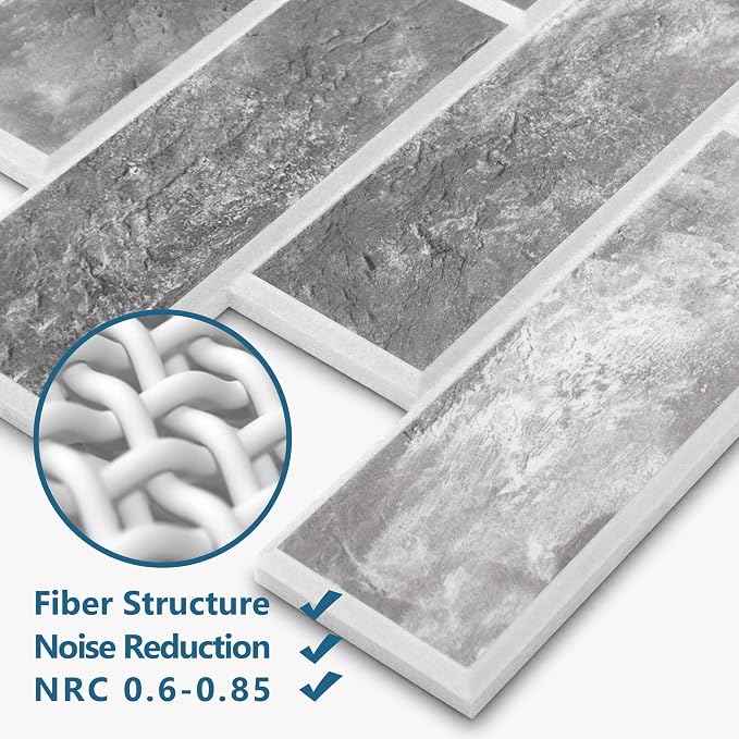 16-Pack 3D Faux Brick Acoustic Wall Panels, 11.8" x 11.8" PET Soundproof & - Image 3