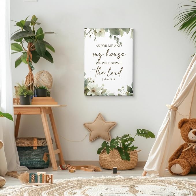 HIWX Christian Wall Decor, as for Me and My House Bible Verses Sage Green - Image 4