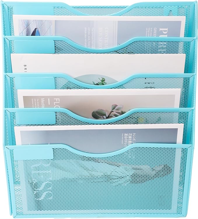 EASEPRES 5 Pocket Mesh Hanging Wall File Organizer, Wall Mounted Mail Paper - Image 3
