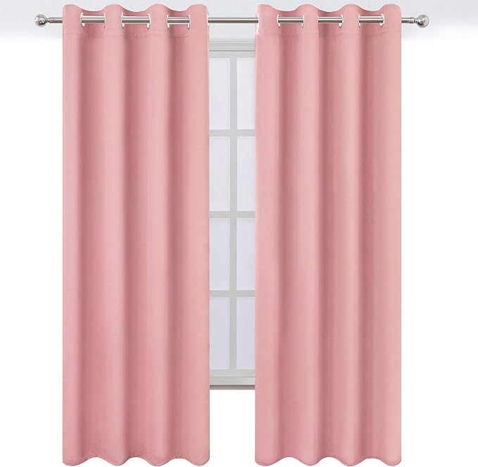 LEMOMO Blackout Curtains 66 x 95 inch/Pink Curtains Set of 2 Panels/Thermal - Image 2