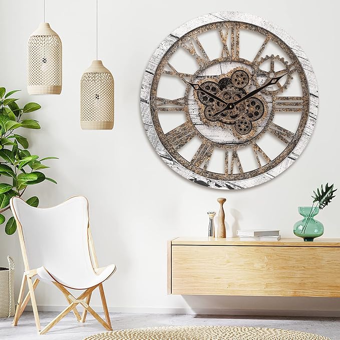 HOIBAI Wall Clock, 24 Inch Moving Gears Clock Large Wall Clock - Image 4