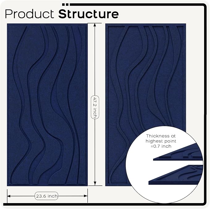 BUBOS 4 Pack Large Acoustic Panels, Total Size 47.2 x 23.6 Inches Soundproof - Image 2