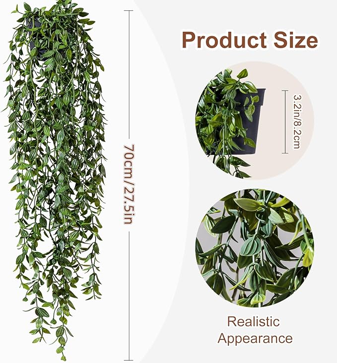 Artificial Hanging Plant 2 Pcs Faux Plant Ivy Vine Faux Eucalyptus Vines Fake - Image 2