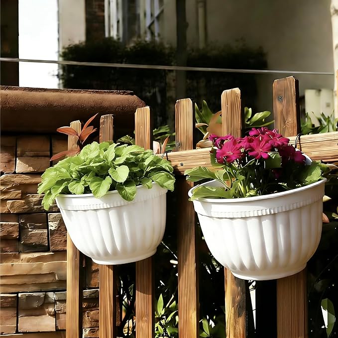 4 Pack White Wall Planter Pots Vertical Living Wall Hanging Planters Wall - Image 4