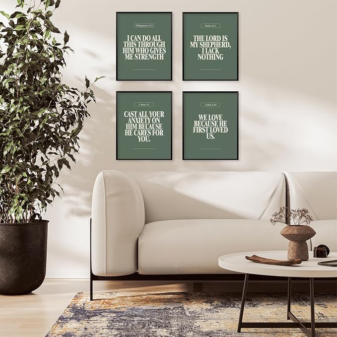 Locomiss Sage Green Christian Wall Art Decor Posters, Modern Bible Verse - Image 3