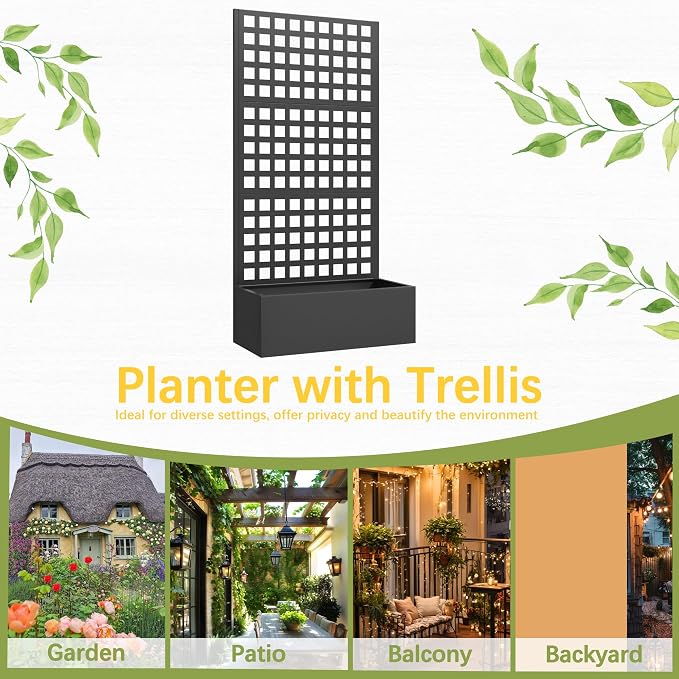 Metal Planter Box with Trellis, Planter Box Trellis with Privacy Screen and - Image 7