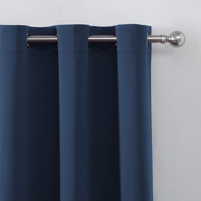 LEMOMO Navy Blackout Curtains/38 x 54 Inch Length/Set of Two Panels Grommet - Image 6