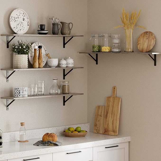 DINZI LVJ Long Wall Shelves, 39.4Inch Wall Mounted Shelves Set of 2, - Image 8