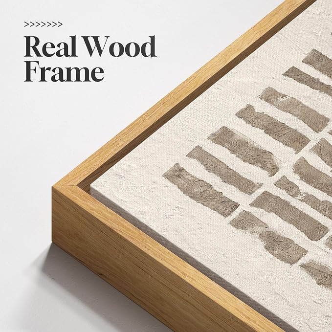 Framed Neutral Abstract Wall Art, Modern Beige Canvas Prints Artwork - Image 5