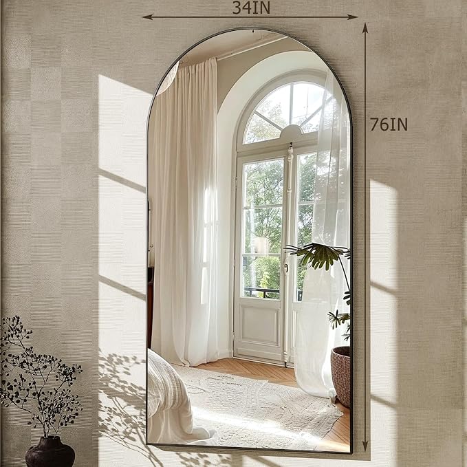 GLSLAND-34x76 inch Wall Mount Arched Full Length Mirror-Aluminum Alloy Frame - Image 6