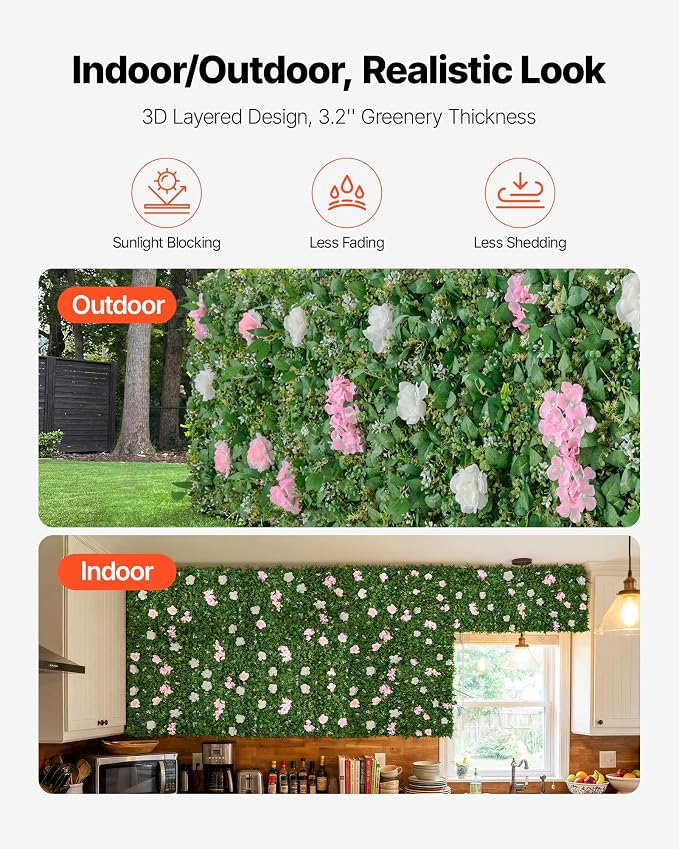 VEVOR Artificial Luxury‌ Flower Wall Backdrop, Each Panel 2 x 8 ft, Gorgeous 3D - Image 5