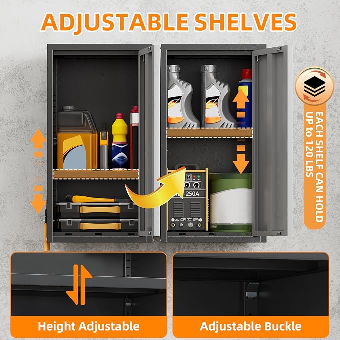 Metal Garage Wall Cabinet with 1 Door, 13.78'' Wide Wall Mounted Tool Cabinets - Image 5