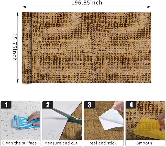 Grasscloth Peel and Stick Wallpaper 15.75x196.85inch Vintage Brown Removable - Image 9