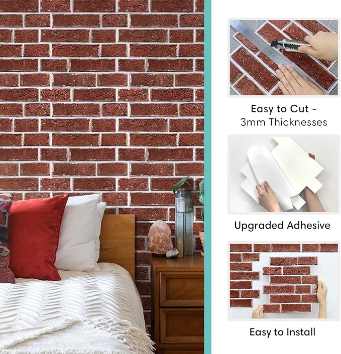 Commomy 3D Faux Brick Wall Panels Peel and Stick - Image 6
