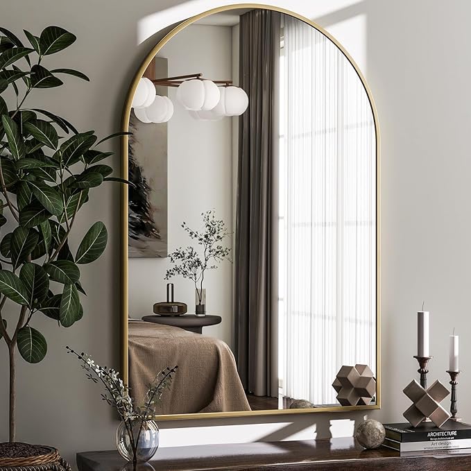 HARRITPURE Arched Wall Mirror – 26"x38" Arch Bathroom Mirror Metal Frame Vanity by HARRITPUREHome