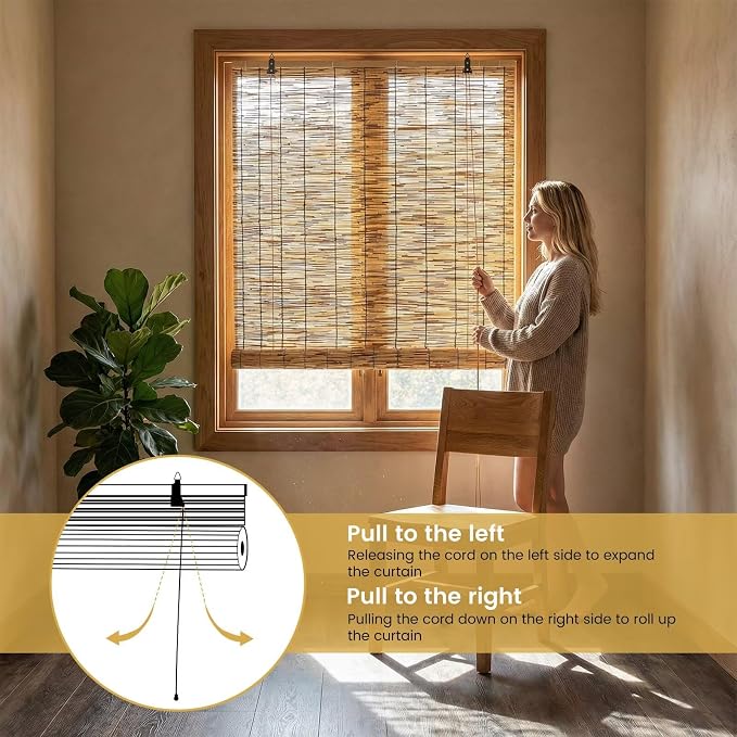 Outdoor Reed Roller Blinds, Patio Reed Blinds, Roman Roller Blinds, Porch - Image 5