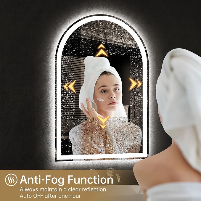 Arched LED Mirror for Bathroom 24"x36"- Frameless Lighted Bathroom Mirror - Image 2