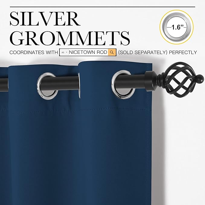 NICETOWN Bedroom Curtain Panels Blackout Draperies, Thermal Insulated Solid - Image 3