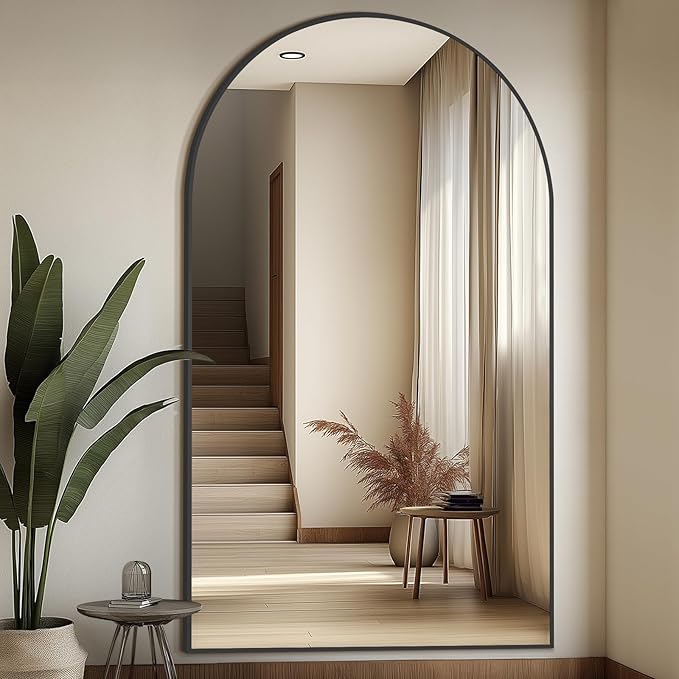 Arched Full Length Mirror, Tempered Glass Large Free Standing Mirror - Image 2