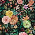JiffDiff Dark Floral Peel and Stick Wallpaper 236.22" L x 17.7" W Black by wallpaper