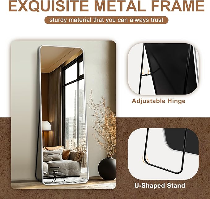 Delma Full Length Mirror, Wall Mounted, Freestanding or Leaning, Rounded - Image 6