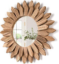 Honiway Wall Mirror Decorative 12 inch Rustic Wood Mirror Sunburst Boho Mirror by Honiway