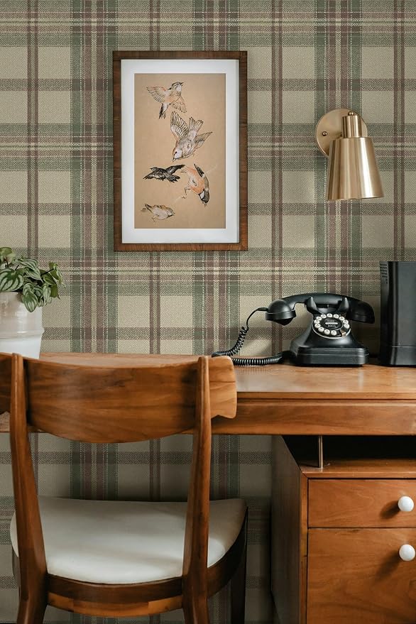 NextWall Harry & Grace Herringbone Plaid Premium Matte Non-Woven Peel and Stick - Image 5