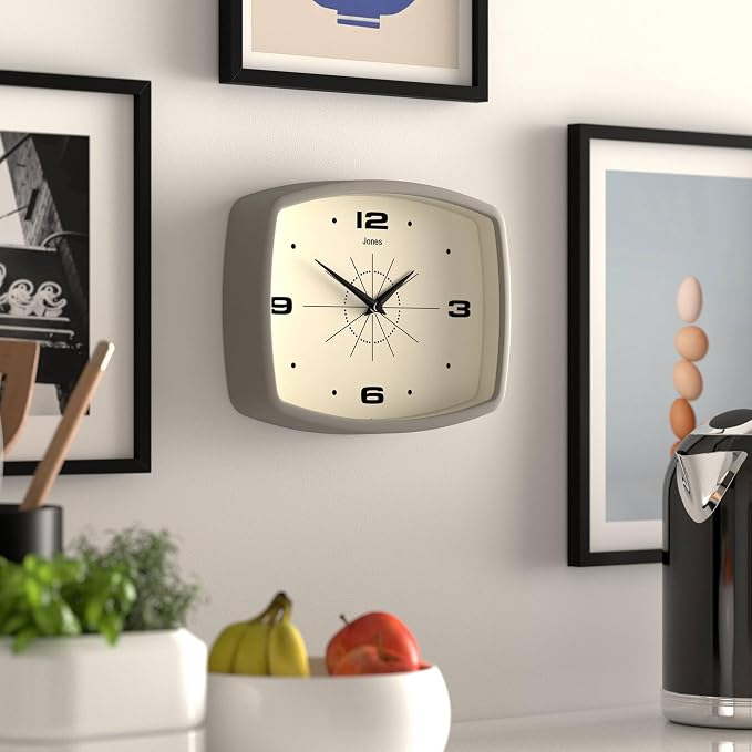JONES CLOCKS® Movie wall Clock | Retro Rectangular Clock | 10 inch | Gray | - Image 5