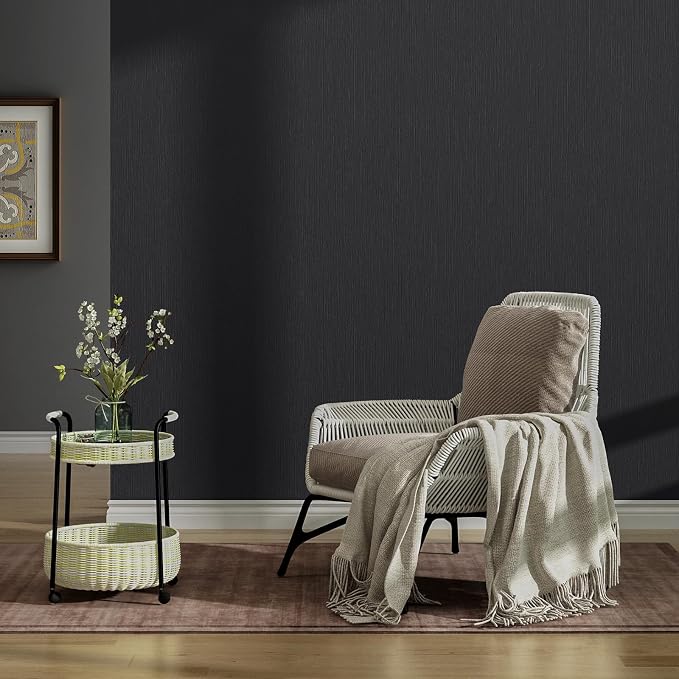 FUKU MON 23.6" X 393" Dark Gray Wallpaper Peel and Stick Contact Paper Solid - Image 3