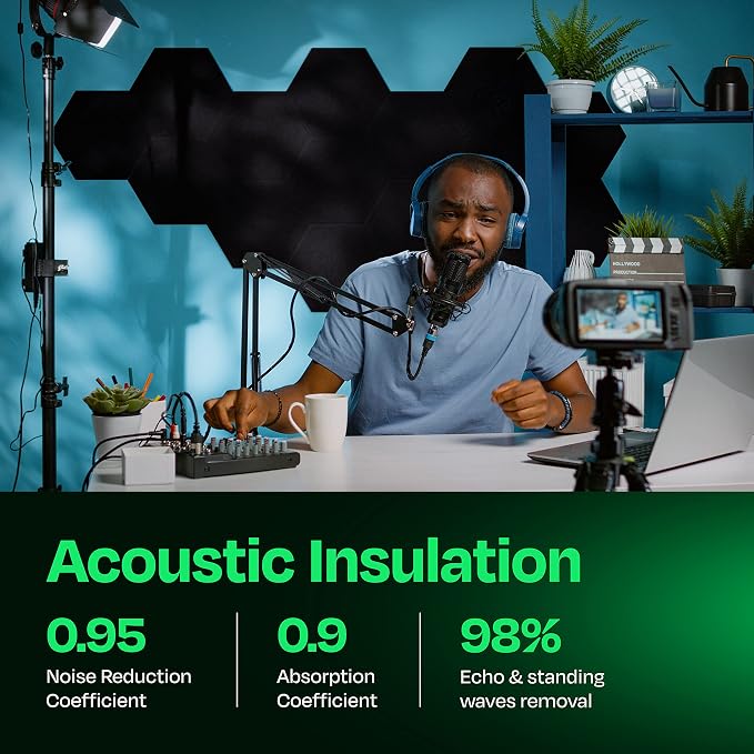 Acoustic Panels 12-Pack Soundproof Wall Panels 12"X10.4"X0.4" Sound Panels High - Image 3