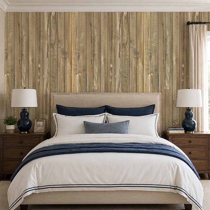 VEELIKE Weathered Wood Wall Panels Peel and Stick Distressed Wood Grain Slat - Image 5