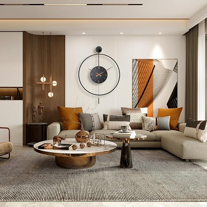 Pytha Sight Large Modern Wall Clock, 34.6×24 Inch Big Metal Minimalist Arabic - Image 5