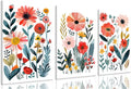 KISSFOX Framed Colorful Wildflower Canvas Wall Art Set Of 3 Flowers Pictures by KISSFOX