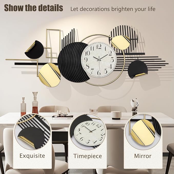 ERMOFAV Metal Wall Art, Abstract Modern Creative Geometric Round Art Decor 56" - Image 2